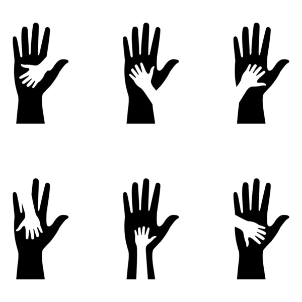 Silhouettes of adult and children's hands — Stock Vector