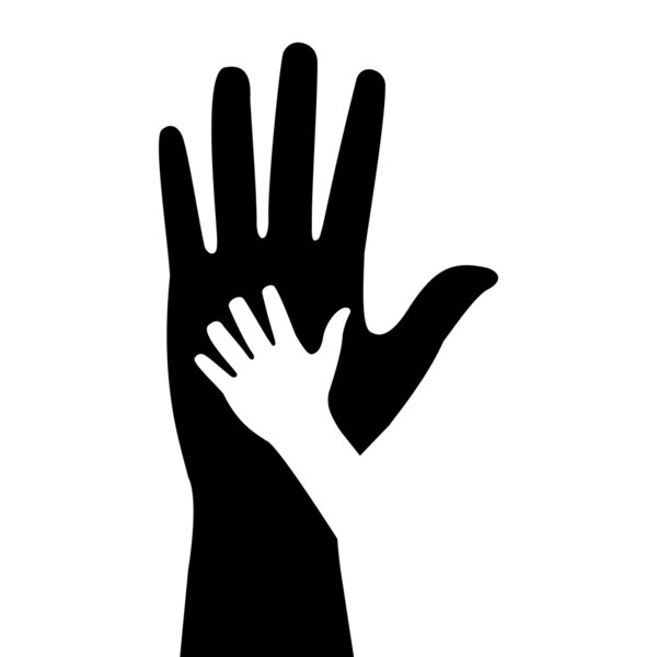 Silhouettes of adult and children's hands