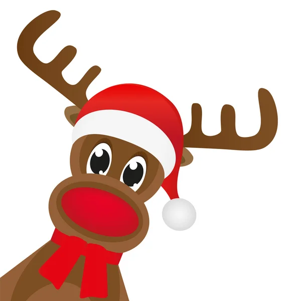 Christmas reindeer in a red scarf — Stock Vector