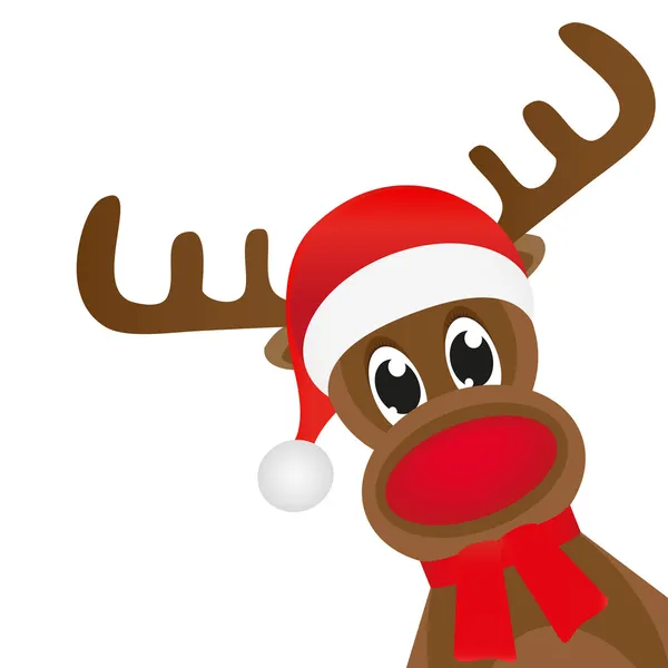 Christmas reindeer in a red scarf — Stock Vector