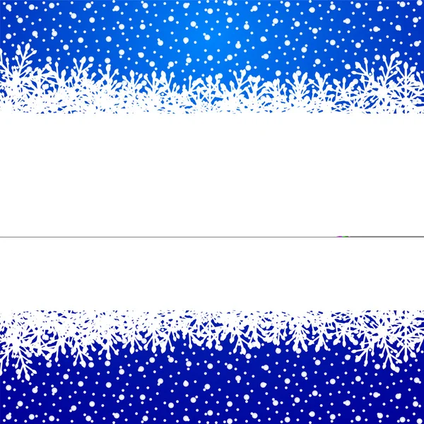 Bannière avec flocons de neige en papier sur fond bleu — Image vectorielle