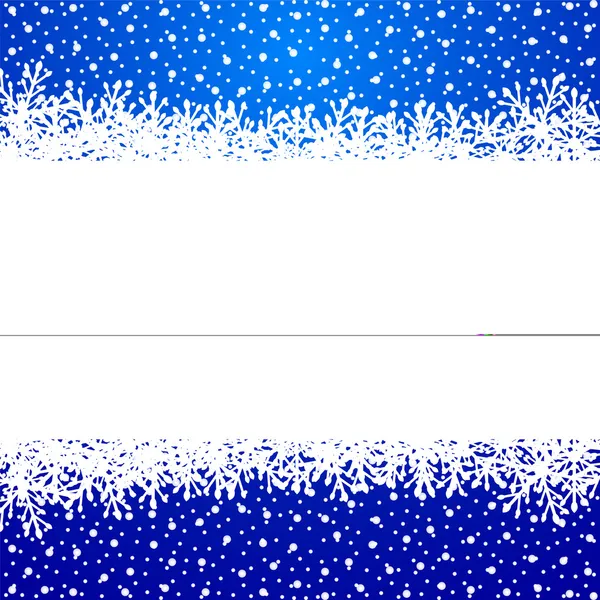 Bannière avec flocons de neige en papier sur fond bleu — Image vectorielle