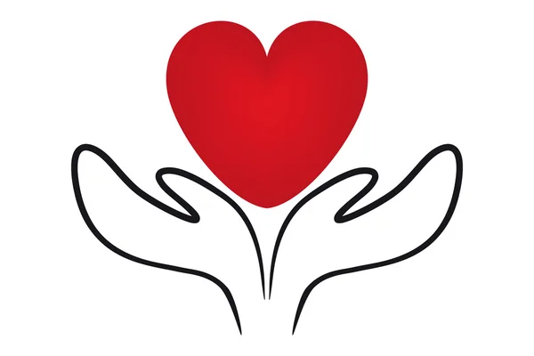 Iconos de manos sosteniendo un símbolo del corazón — Vector de stock