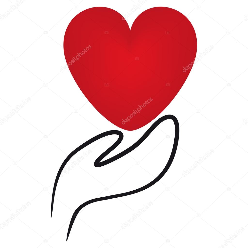 Icons of hands holding a heart symbol