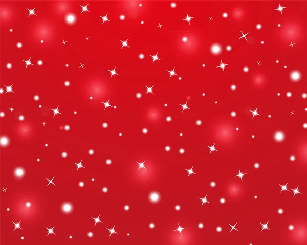 Fondo rojo de Navidad con estrellas brillantes — Vector de stock