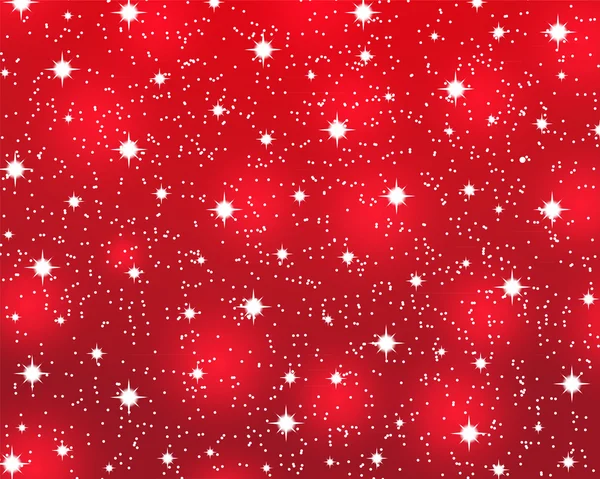 Red Christmas background with shiny stars — Stock Vector