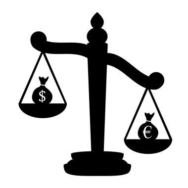 Scales with signs of euro and dollar clipart