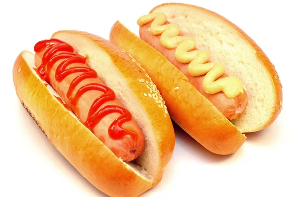 Dvě klasické hot dog — Stock fotografie