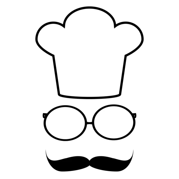 Chef hat, glasses and mustache — Stock Vector