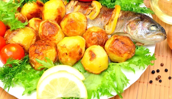 Grilled trout with fresh herbs — Stock Photo, Image