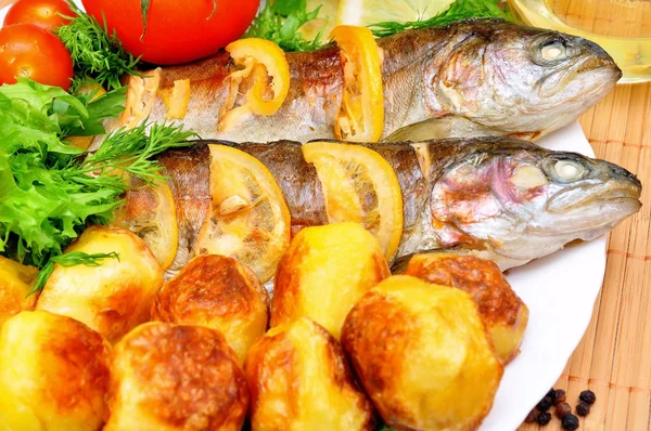 Grilled trout with fresh herbs — Stock Photo, Image