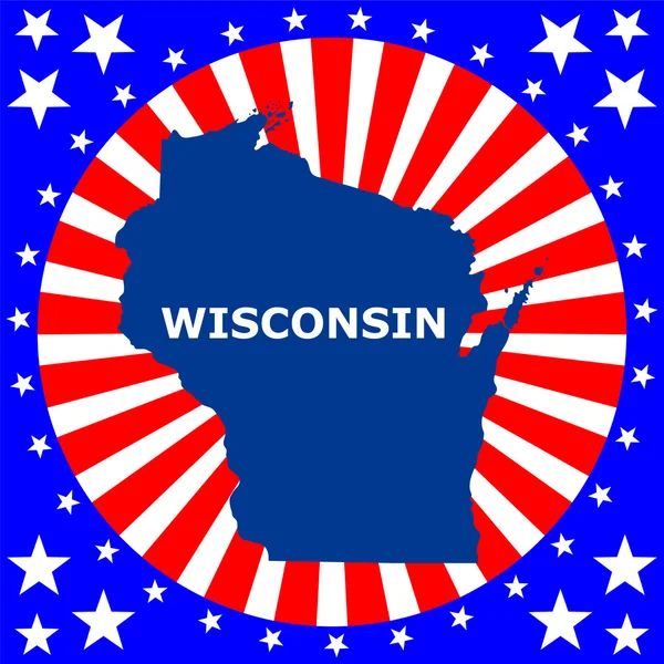 Mapa do estado norte-americano do Wisconsin — Vetor de Stock