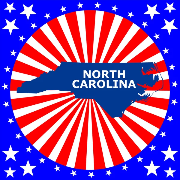 Mapa do estado norte-americano da Carolina do Norte — Vetor de Stock