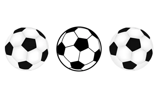 Tři fotbalové Míče — Stockový vektor
