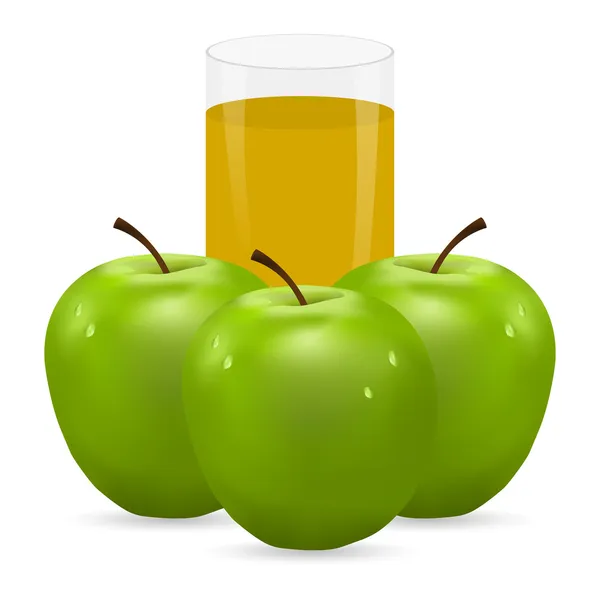 Apple en glas sap — Stockvector