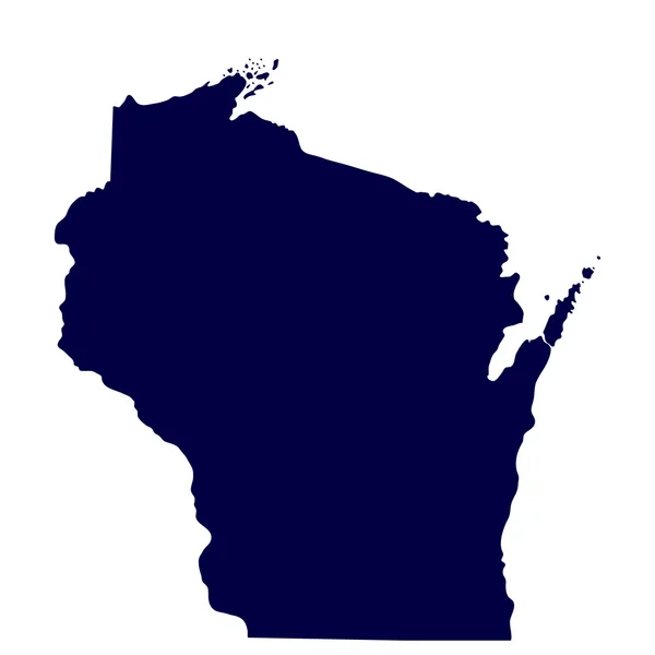 Mapa do estado norte-americano do Wisconsin — Vetor de Stock