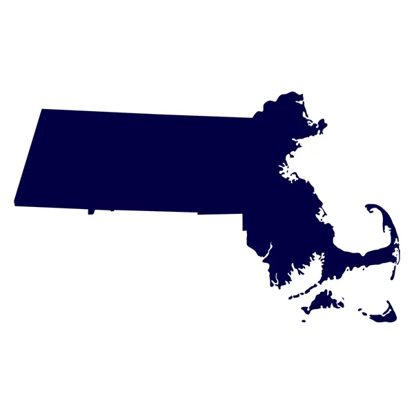 Mappa dello stato degli Stati Uniti del Massachusetts — Vettoriale Stock