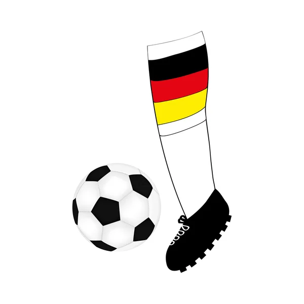 Giocatore di calcio con la bandiera della Germania — Vettoriale Stock