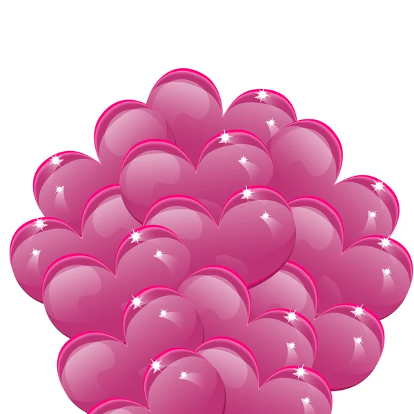 Ballons en forme de cœurs roses — Image vectorielle