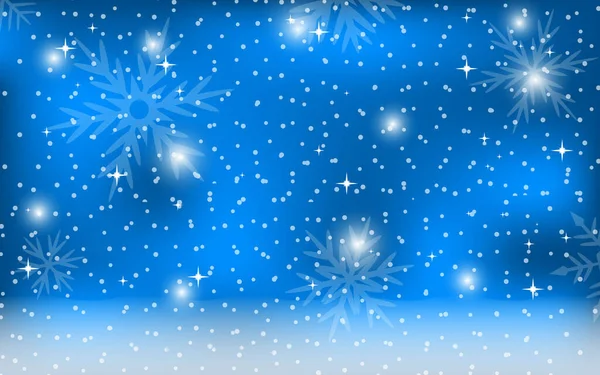Natal fundo azul com flocos de neve. — Vetor de Stock