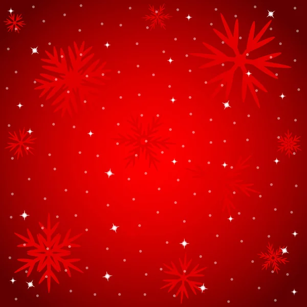 Natal fundo vermelho com flocos de neve. — Vetor de Stock