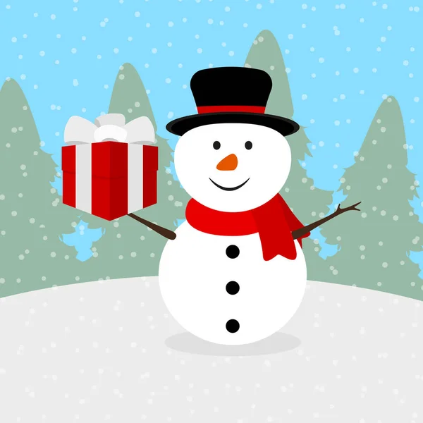 Snowman with porark surprise for christmas — Stock Vector