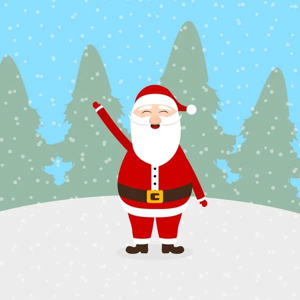 Santa Claus agitando su mano para Navidad — Vector de stock