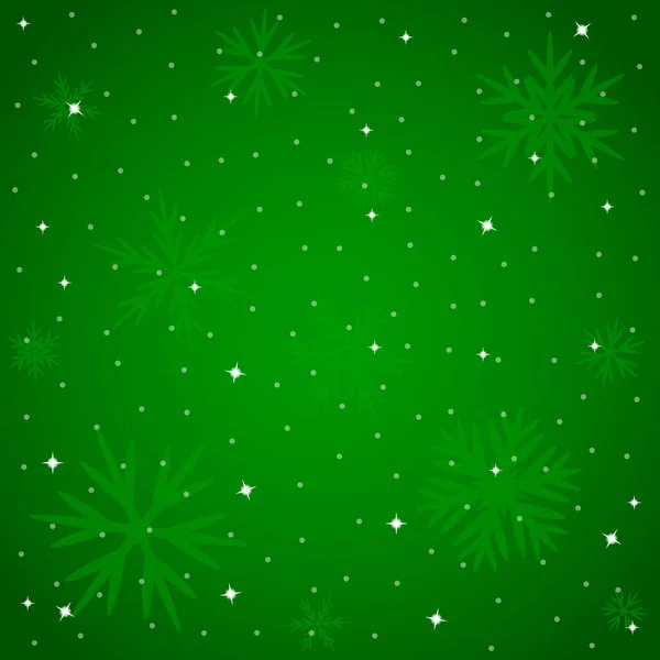 Christmas green background with snowflakes. — Stock Vector