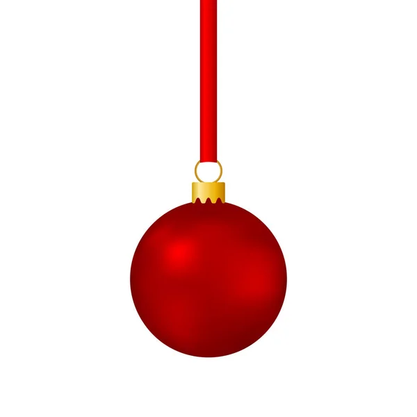 Röd julkula på band — Stock vektor