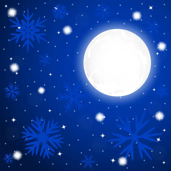 Grande pleine lune et ciel étoilé la nuit — Image vectorielle