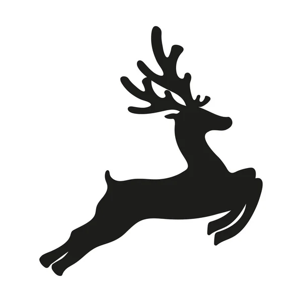 Силуэт северных оленей на белом фоне — стоковый вектор