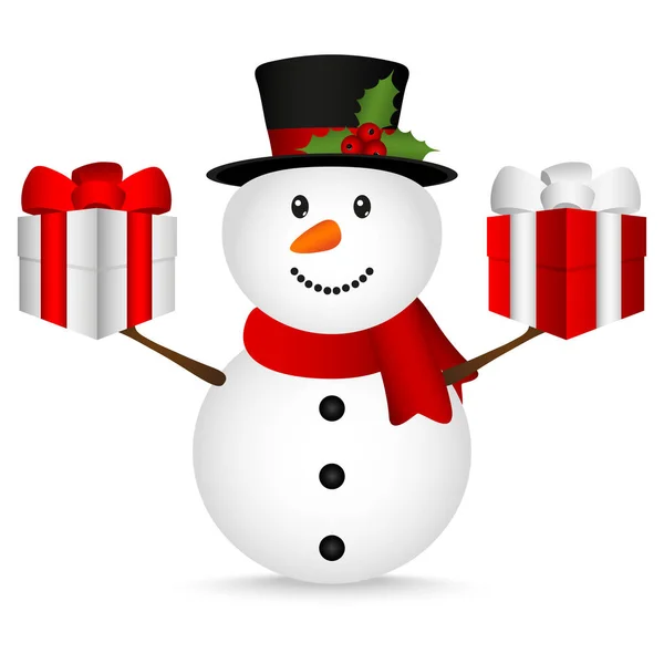 Christmas snowman on a white background. — Stock Vector