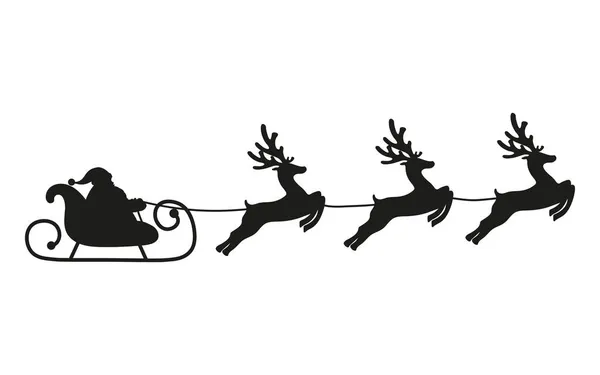 Babbo Natale cavalca renne in slitta. — Vettoriale Stock