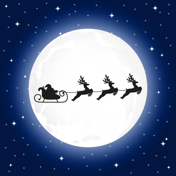 Santa Claus rides reindeer in a sleigh sled. — Stock Vector