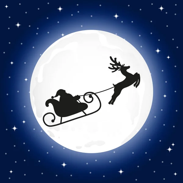 Santa Claus rides reindeer in a sleigh sled. — Stock Vector