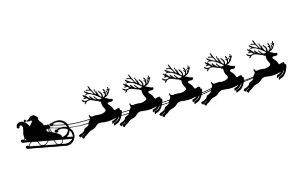 Santa Claus rides reindeer in a sleigh sled. — Stock Vector