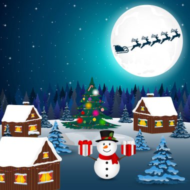Hediyeli mutlu kardan adam Noel Baba 'yı uğurluyor 