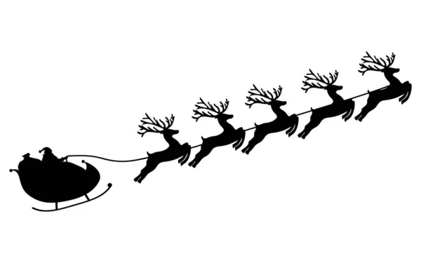 Santa Claus monta renos en un trineo. — Vector de stock