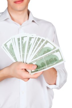 genç adamın elinde dolar