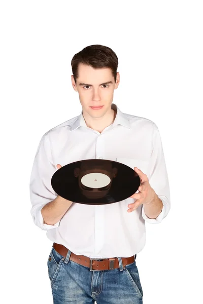 Young people with musical plate — Stock Photo, Image