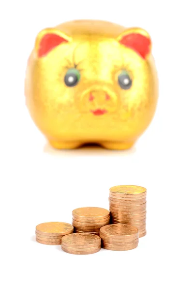 Piggy Bank e moeda — Fotografia de Stock