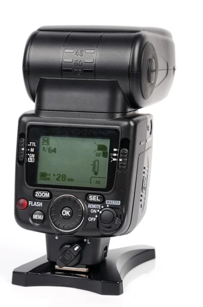 Camera flash on white background — Stock Photo, Image