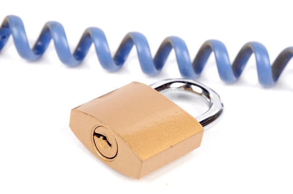 Phone wire and padlock — Stock Photo, Image