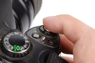 Beyaz arka plan üzerinde siyah bir slr