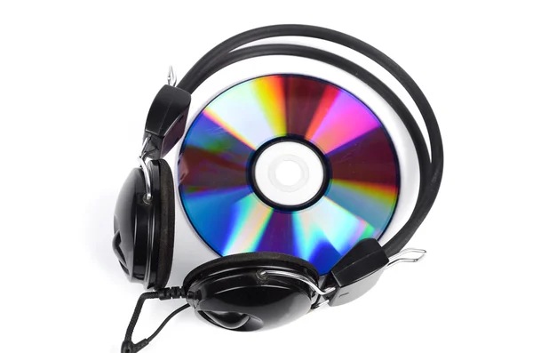 DVD ve beyaz arka plan üzerinde kulaklık — Stockfoto