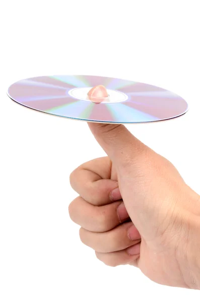 DVD i palec — Zdjęcie stockowe