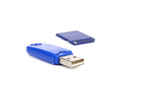 Disco USB e cartão — Fotografia de Stock