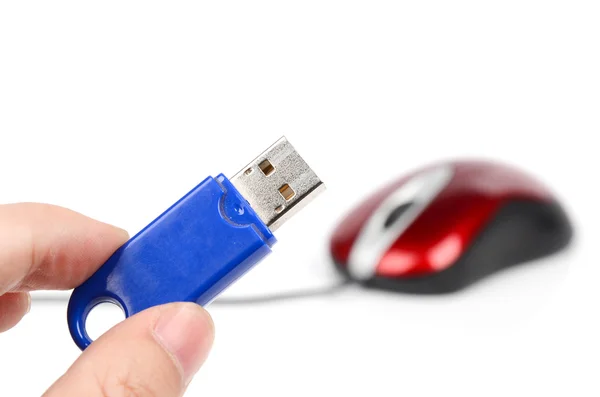Computer muis en USB-schijf — Stockfoto