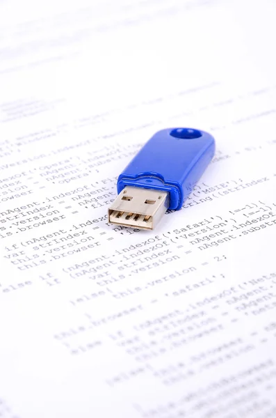USB disk ve html sayfası — Stok fotoğraf