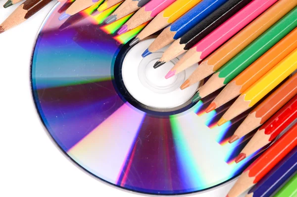 Lápis de cor e DVD — Fotografia de Stock